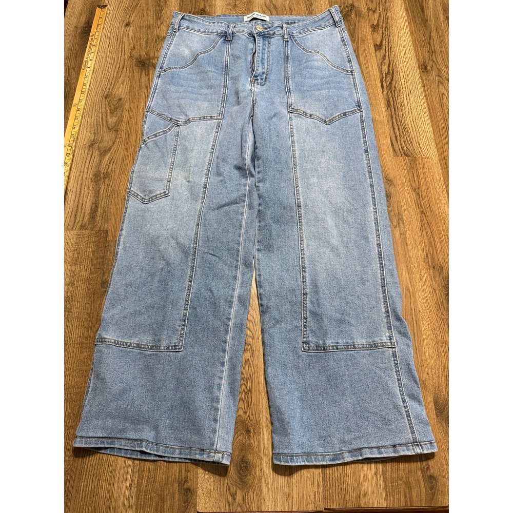 Gogo Jeans Collection Women 18 Blue Plus Wide Leg Carpenter Denim